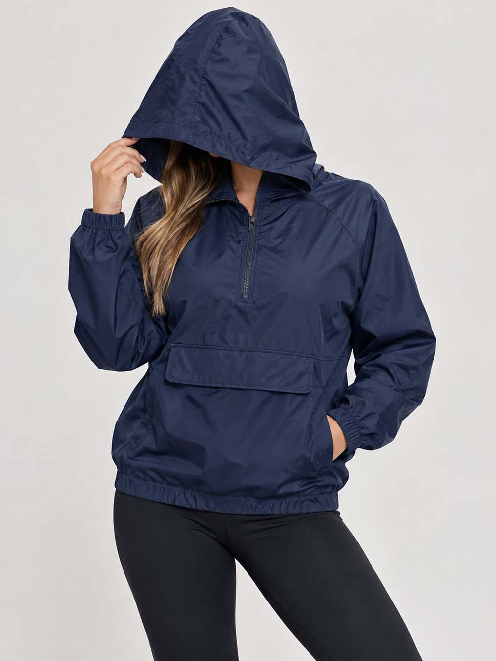 Zella Anorak Jacket Size M Blue Lightweight Half-Zip Pullover Hoodie